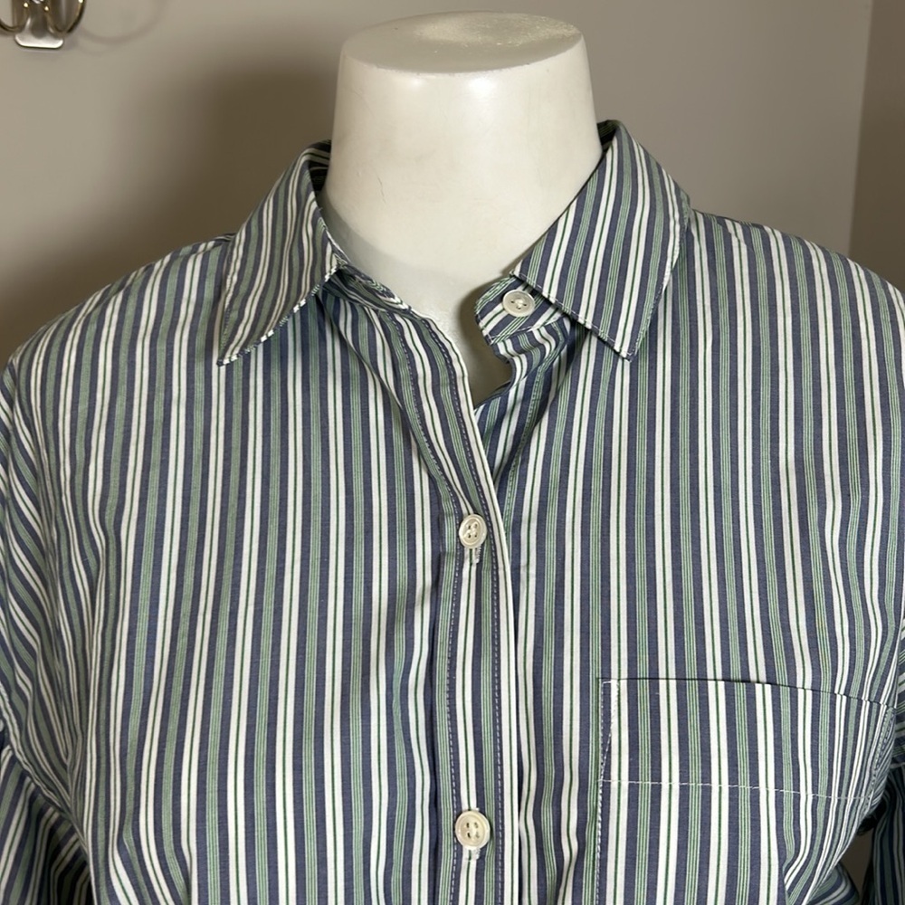 Rails Janae Bank Stripe Button Down Shirt Bank Stripe Drop Shoulder Eco Sz S New — image 5 of 8